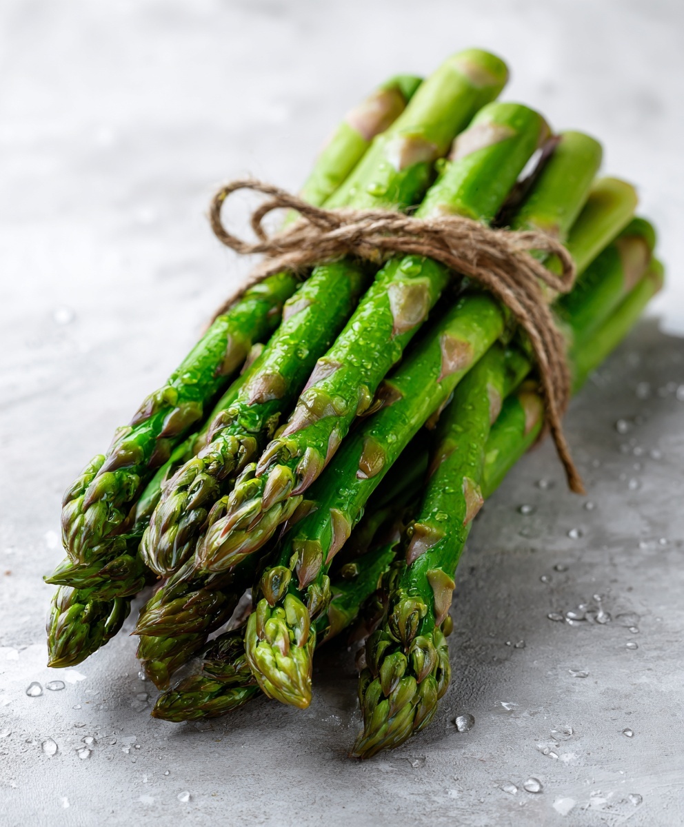 Grüner Spargel in der Pfanne mit Olivenöl und Knoblauch