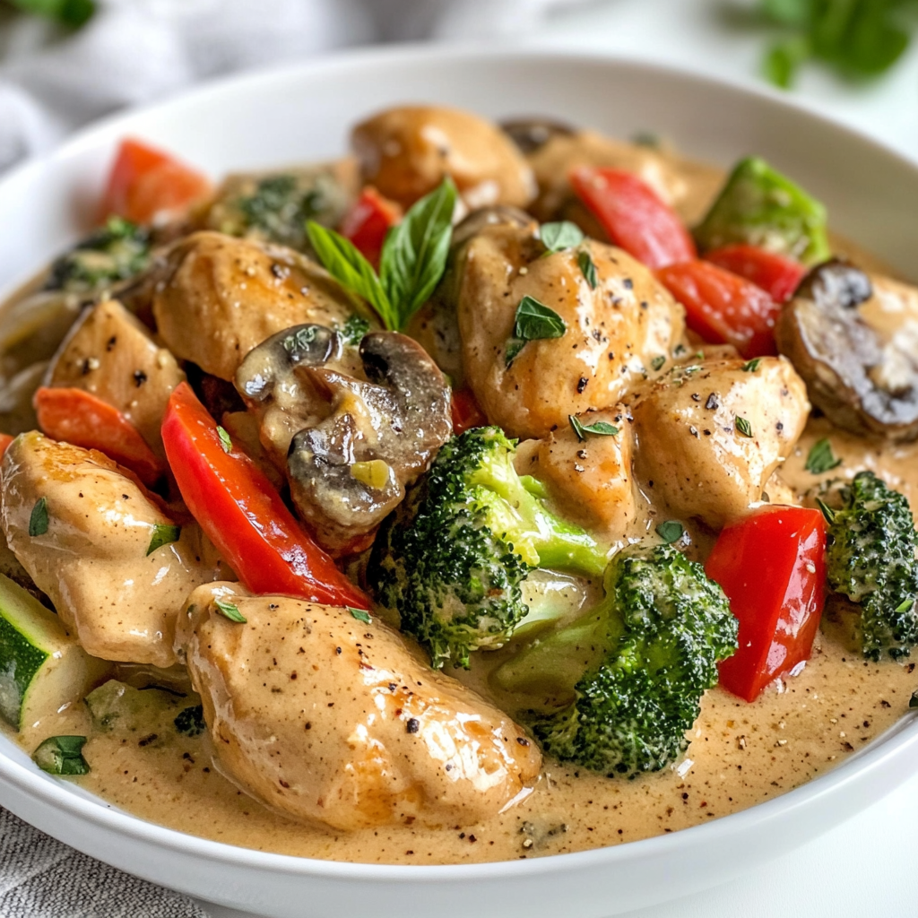 Crockpot Creamy Garlic Chicken and Veggies