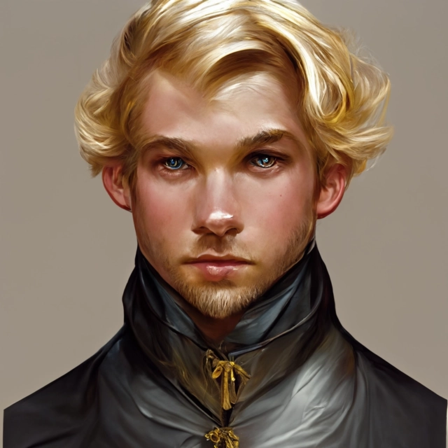 Prompt: blonde young evil nobleman d&d