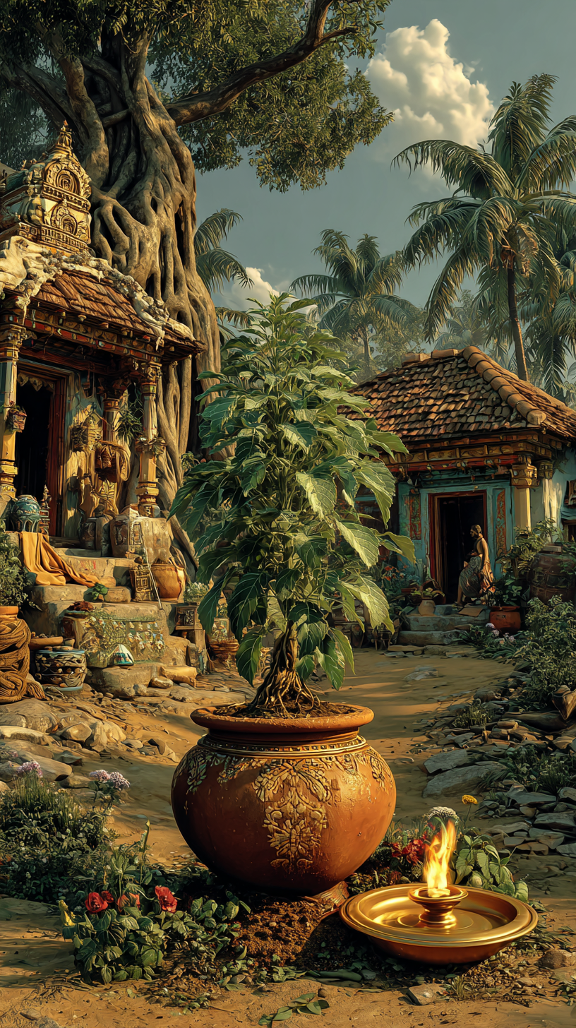Sunset over the Ratnagiri landscape, emphasizing the peaceful, spiritual atmosphere of the region.