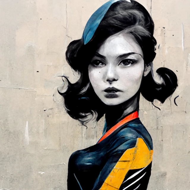 Prompt: Fierce beautiful super heroine street artist painting a mural, beauty editorial style, glossy