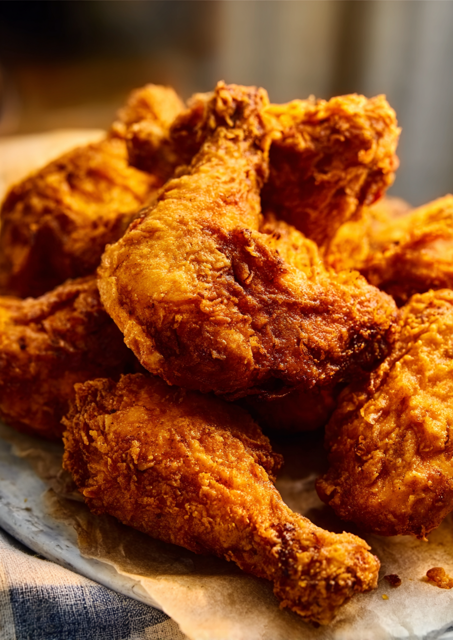 Coating chicken pieces in rice flour mixture in a shallow dish