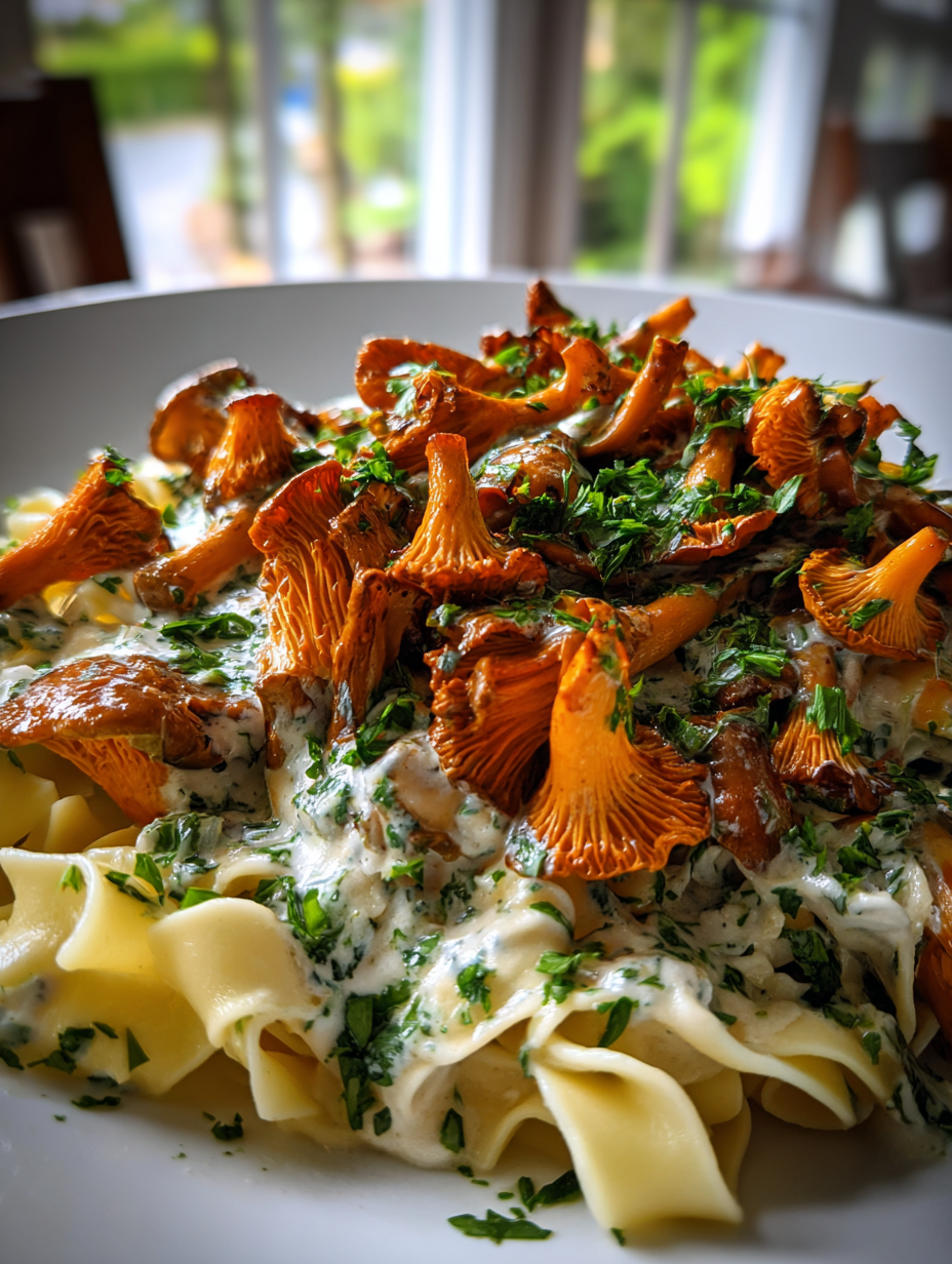 pfifferlinge rezept einfach: cremige Tagliatelle mit Pfifferlingen pfifferlinge rezept einfach