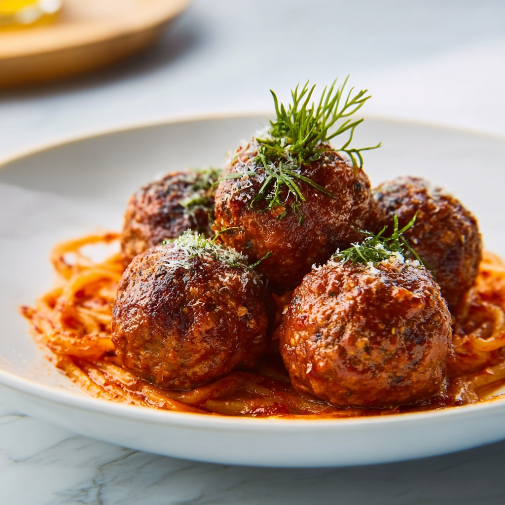 Hands mixing ground meat with gluten free breadcrumbs and herbs in a large bowl