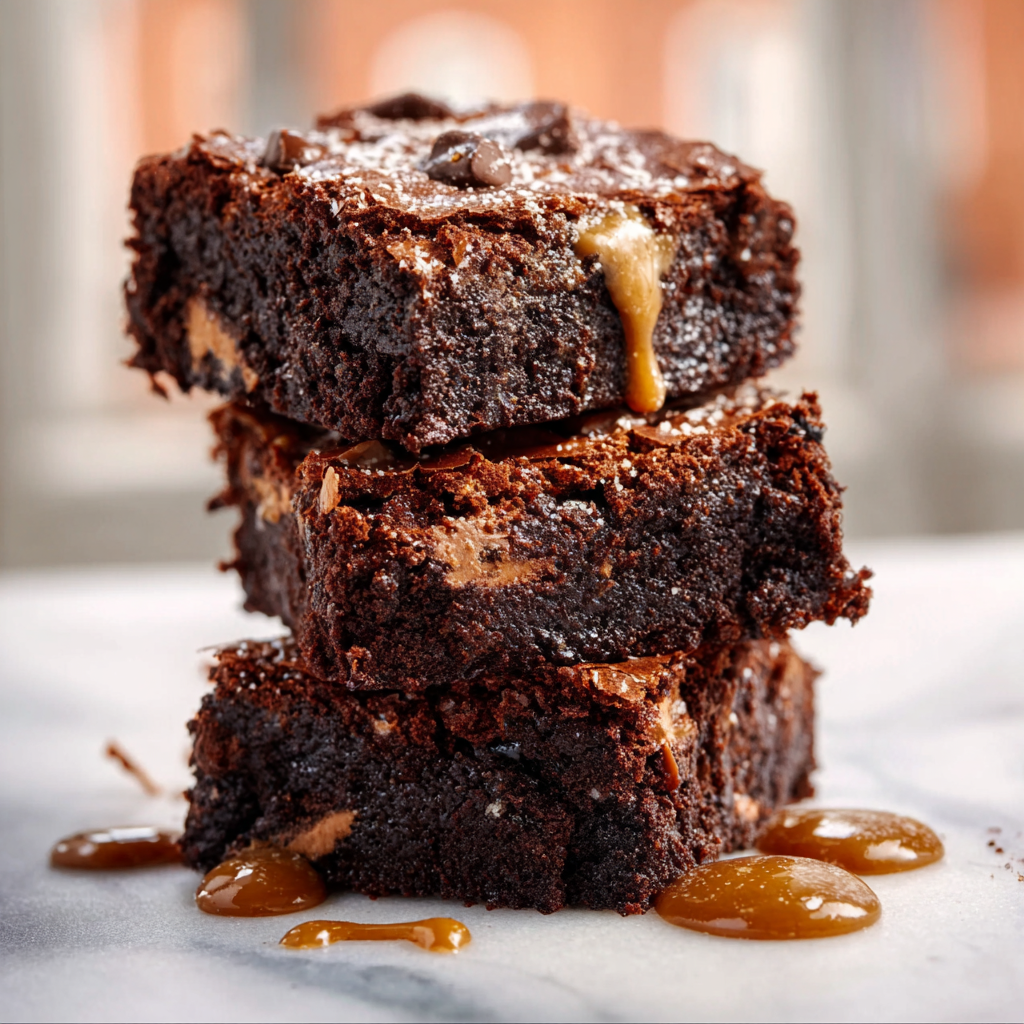 Gluten free brownie batter in a mixing bowl with a spatula, ready to be poured into a pan.
