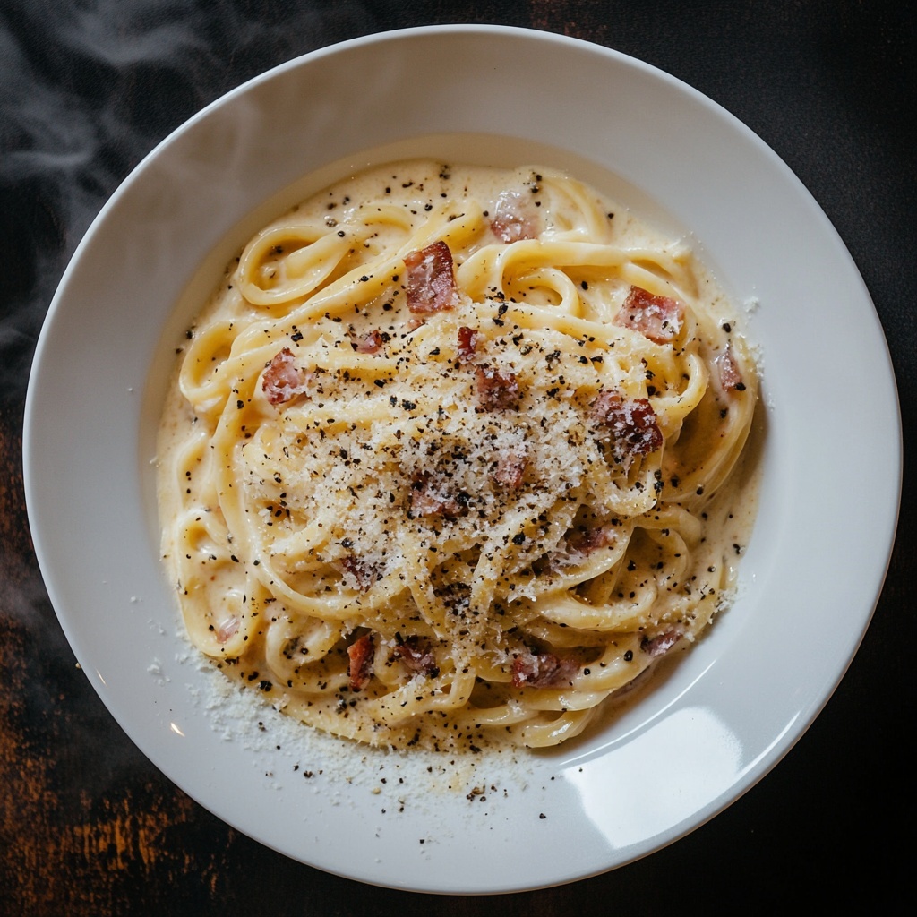 Ei-Käse-Sauce wird in einer Schüssel für die Carbonara vorbereitet