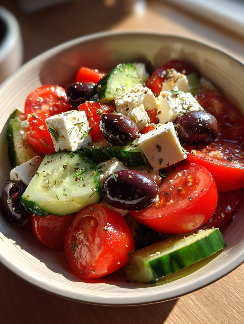 Griekse Salade met Olijven en Feta