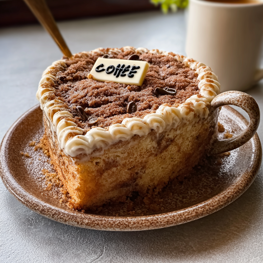 Mixing the coffee cake batter with a spatula in a glass bowl, showing the thin consistency