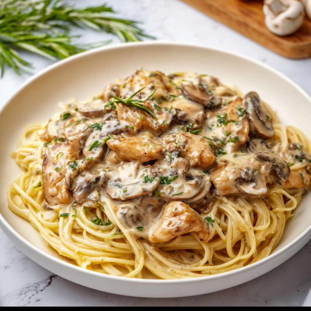 Cozy Creamy Mushroom Chicken Pasta Dinner