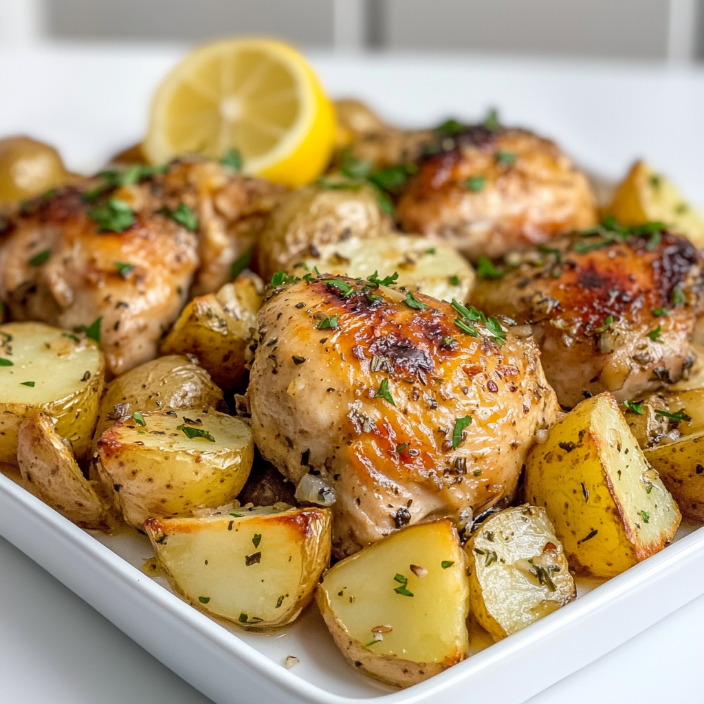 Greek Slow Cooker Lemon Chicken and Potatoes