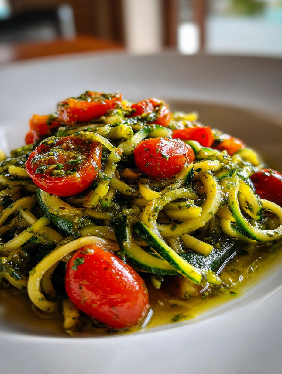 zucchini rezept: köstliche Nudeln mit Pesto und Kirschtomaten zucchini rezept