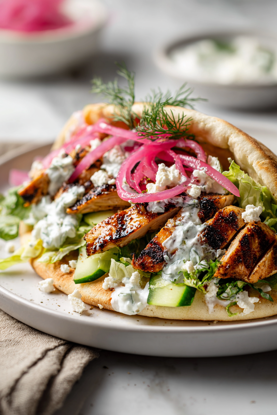 greek chicken pitas