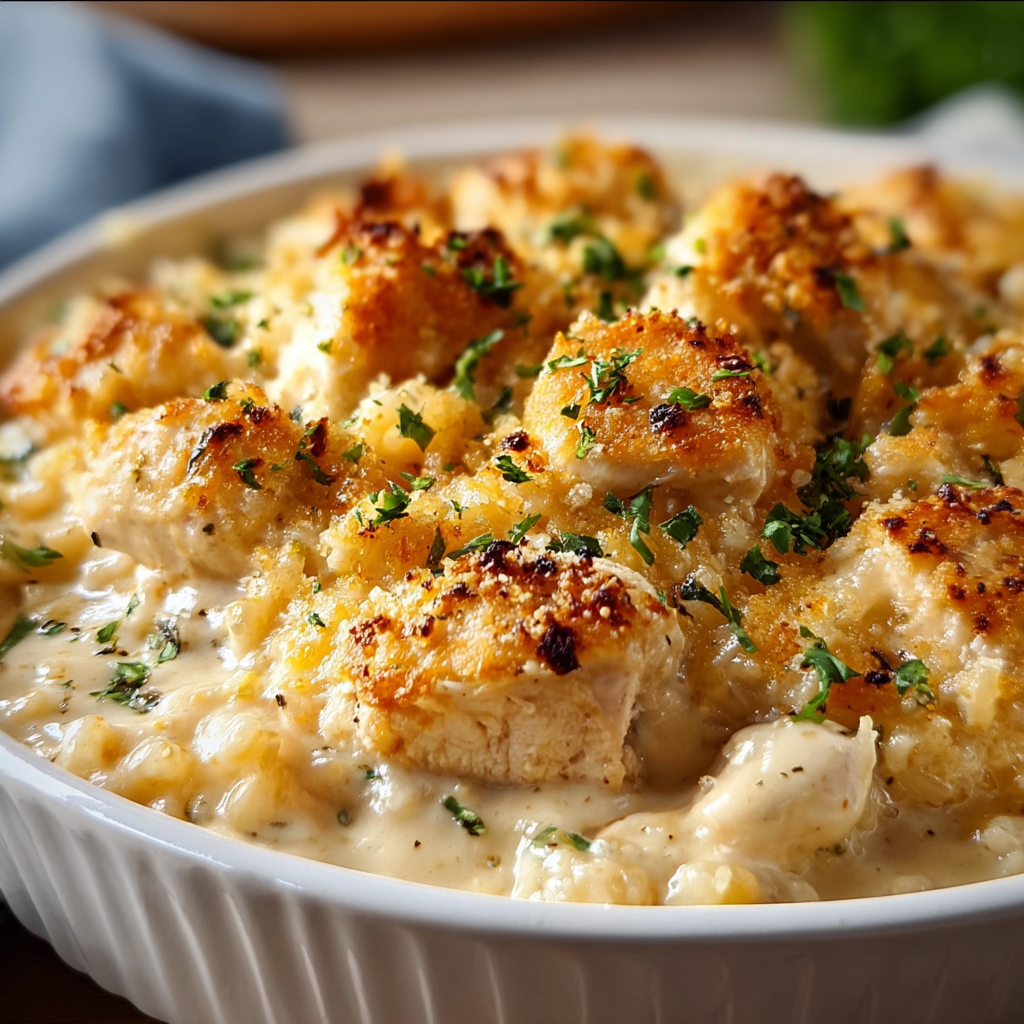 Cozy Creamy Angel Chicken Rice Casserole