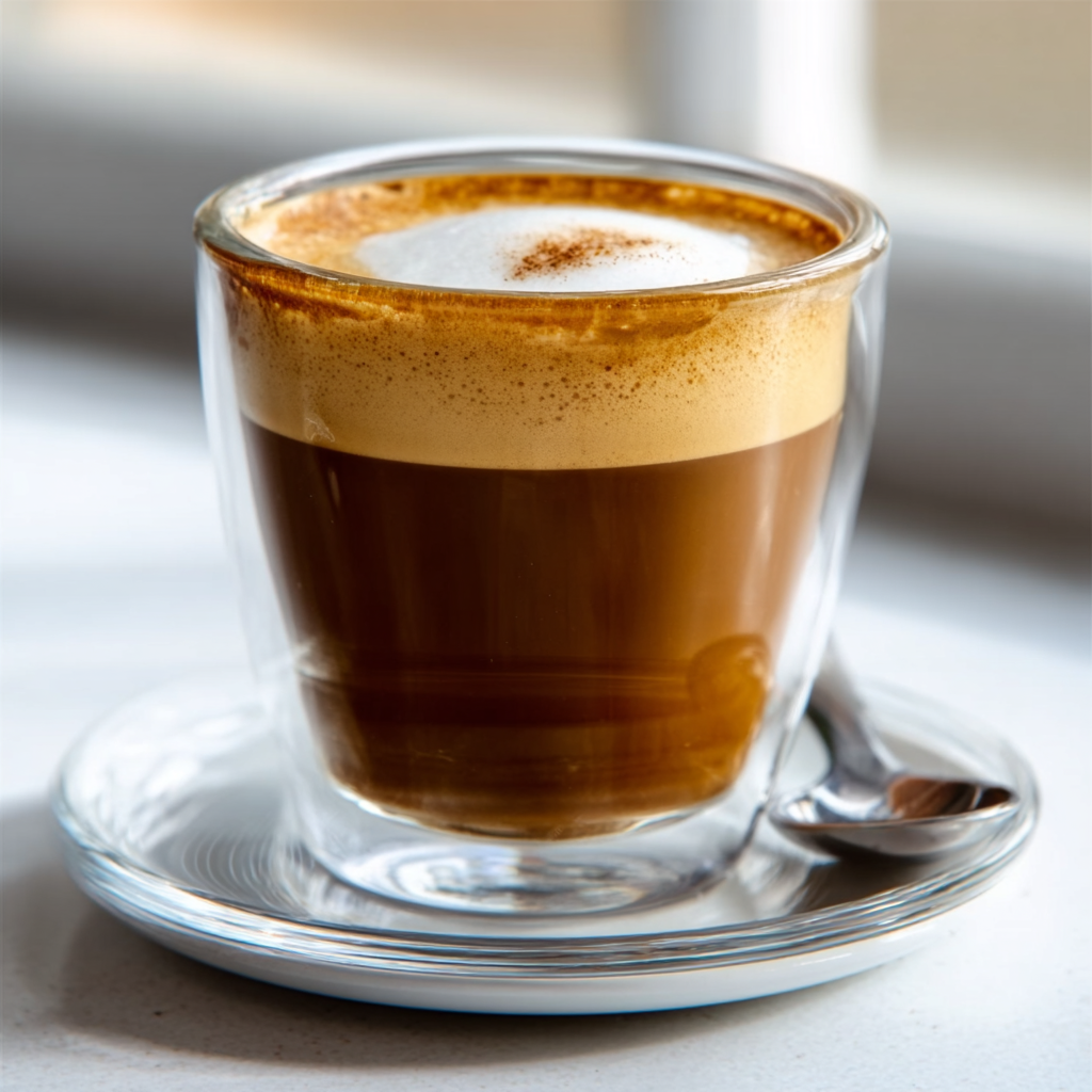 Steaming milk in a small pitcher with a vortex visible, creating microfoam