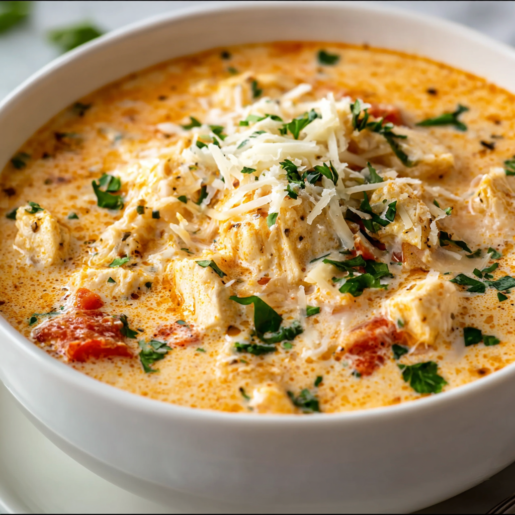 Crock Pot Creamy Chicken Parmesan Soup
