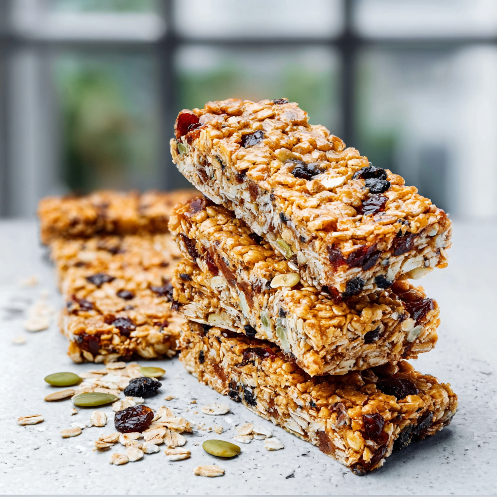 Mixing gluten free granola bar ingredients in a bowl with a spatula
