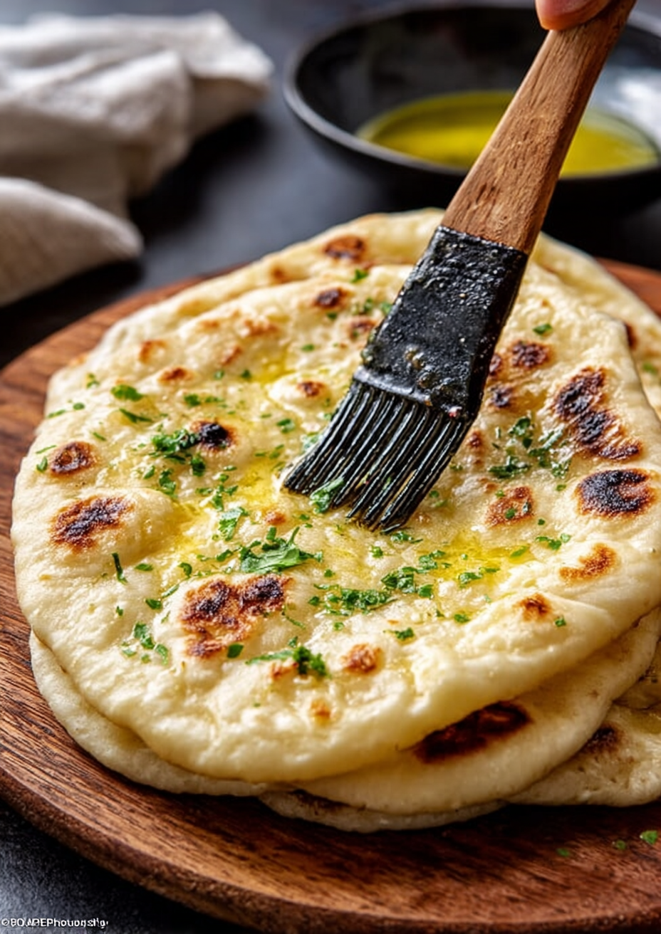 Rolling gluten free naan dough on a floured surface