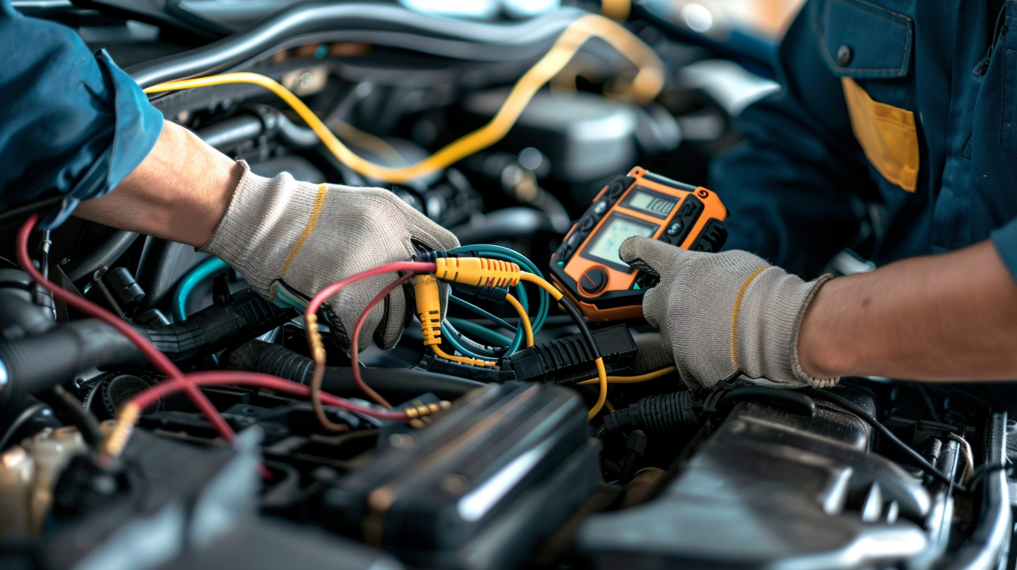 Homem trabalhando em ar condicionado automotivo