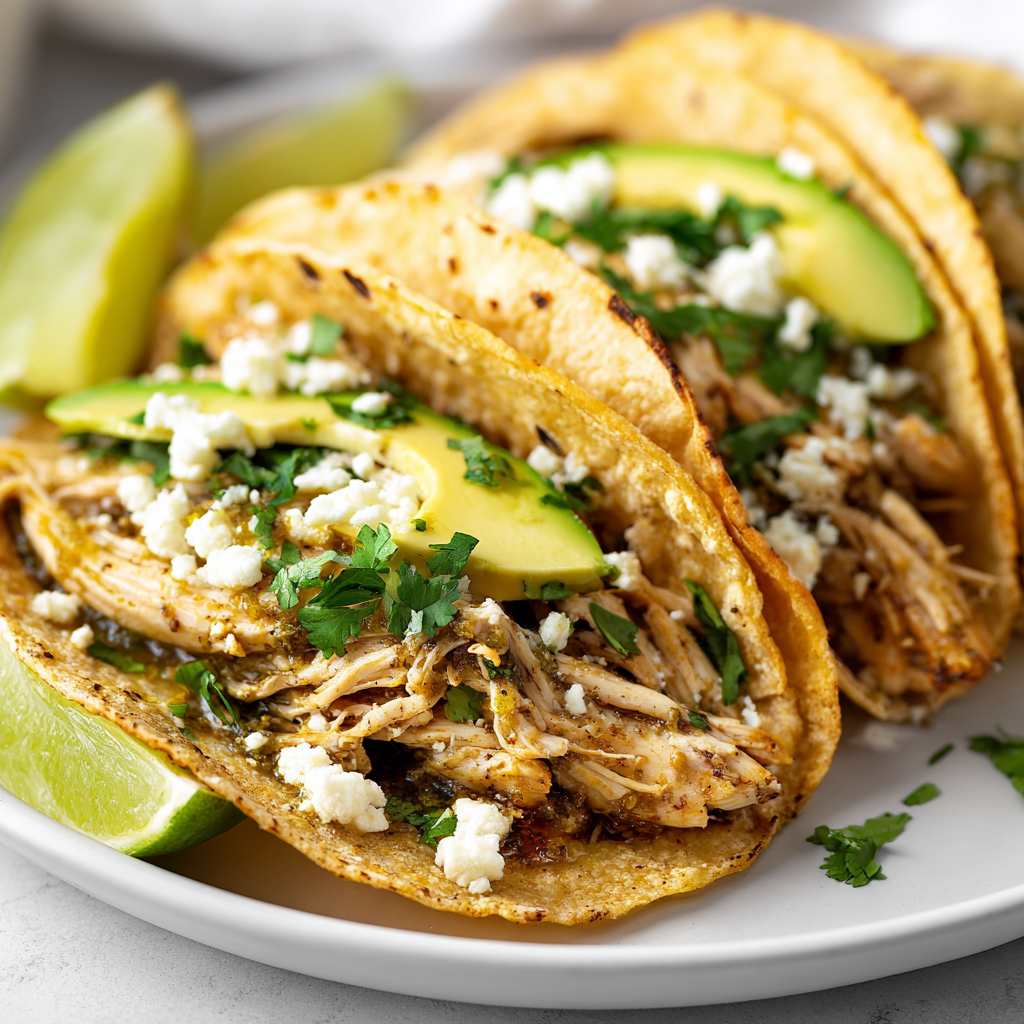 Slow Cooker Salsa Verde Chicken Tacos