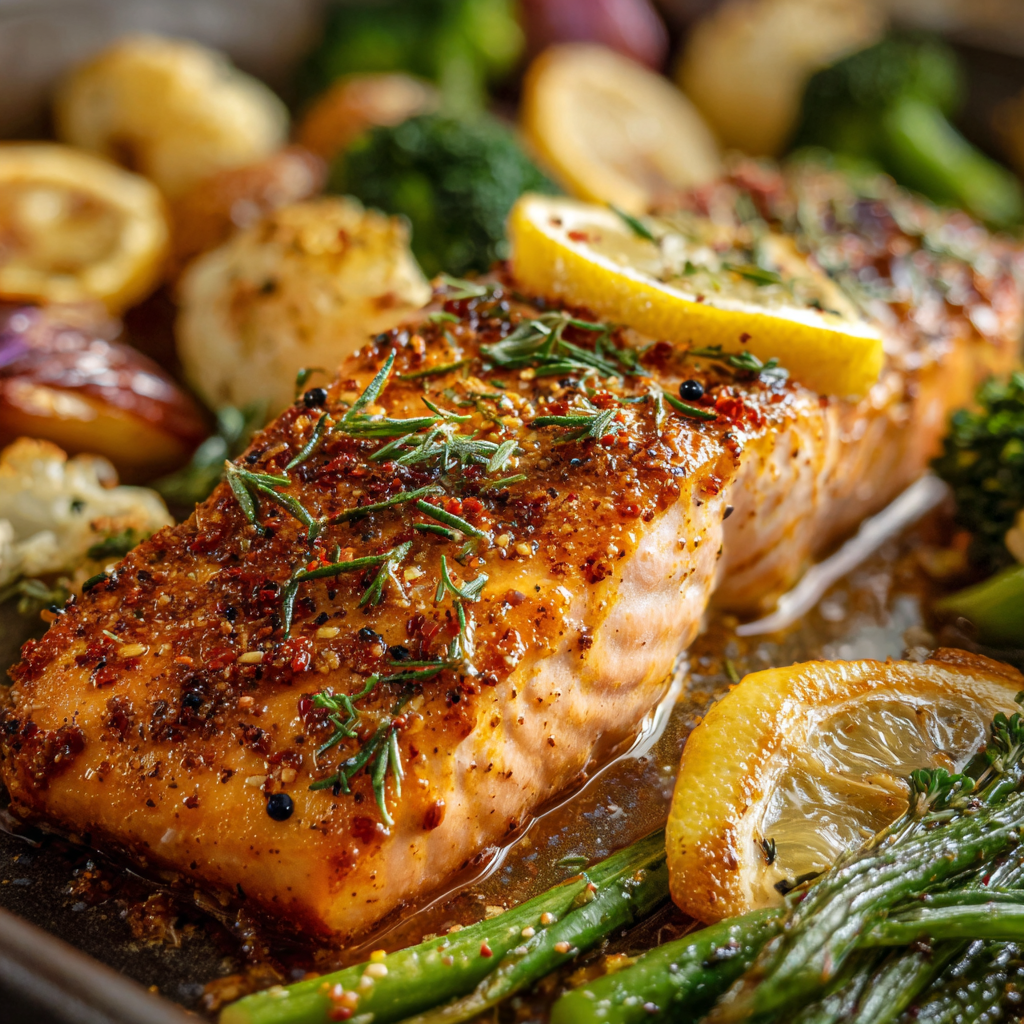 Easy Sheet Pan Honey Mustard Salmon Recipe
