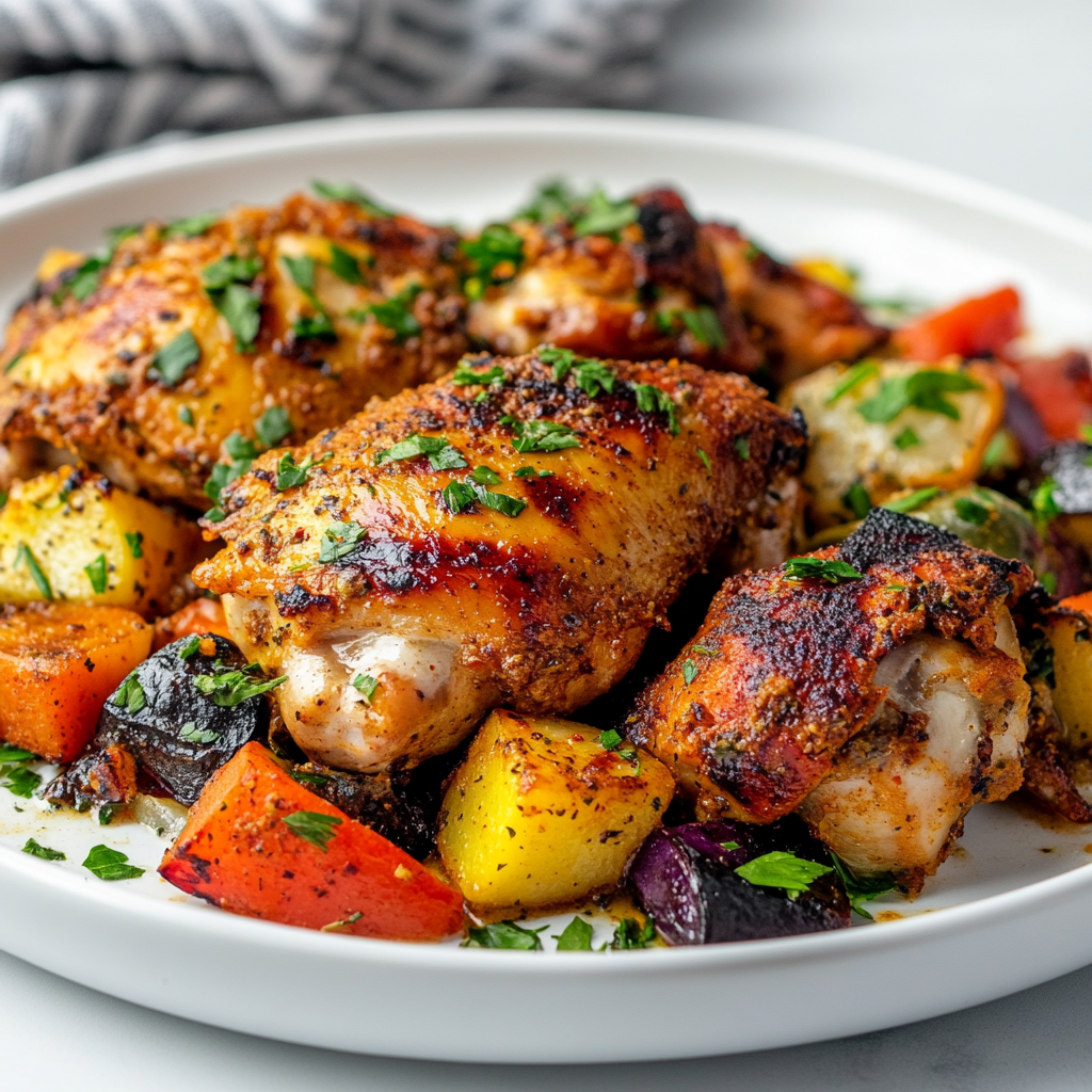 Crockpot Greek Yogurt Tandoori Chicken Thighs with Vegetables