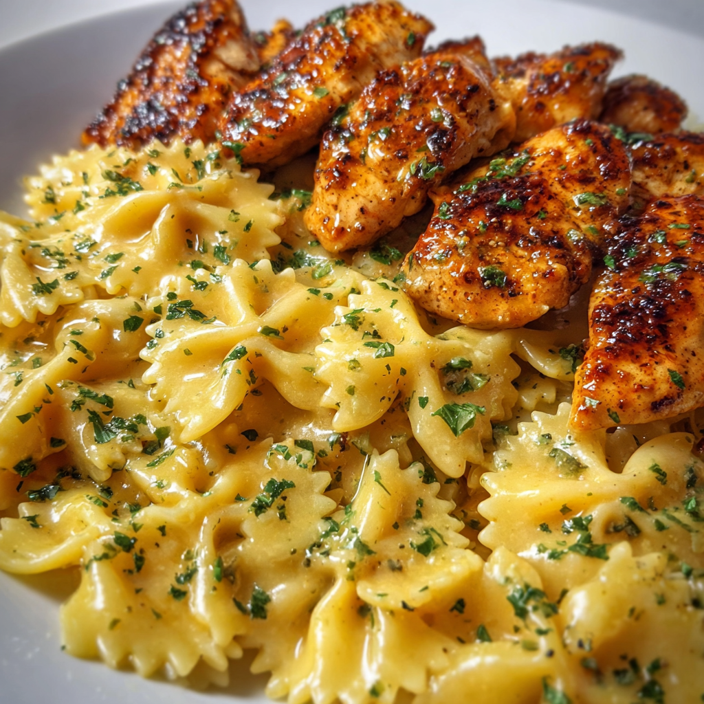 Cozy Cajun Garlic Butter Chicken Bowtie Pasta Dinner