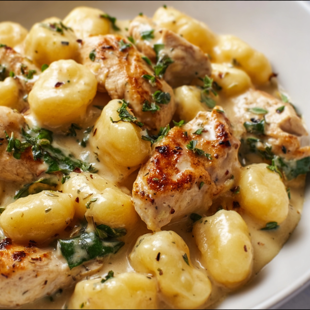 Cozy Creamy Lemon Chicken Gnocchi Dinner
