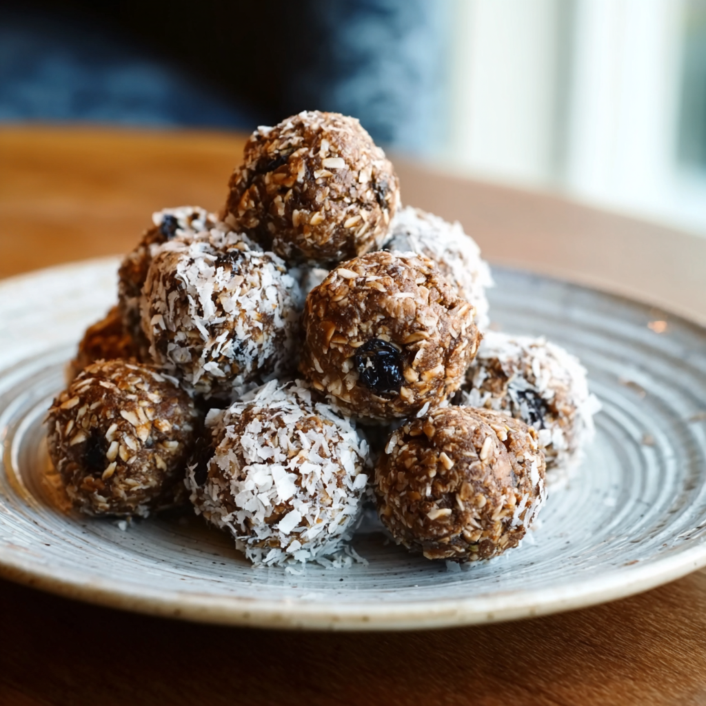 Hands rolling gluten free energy ball mixture into balls on a parchment-lined tray